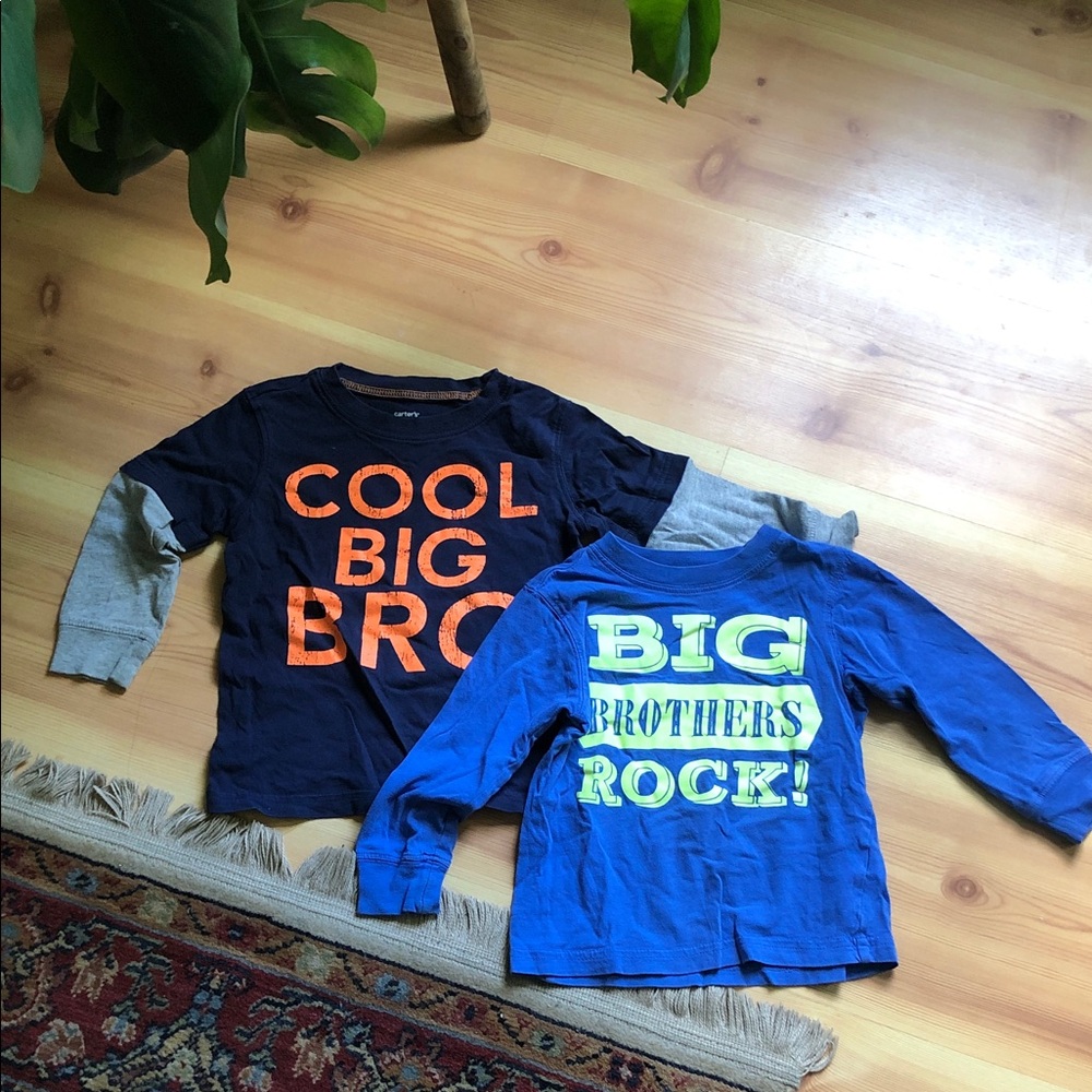 Carter's Long-Sleeve 'Cool Big Bro' & 'Big Brothers Rock' Shirts - Navy, Blue